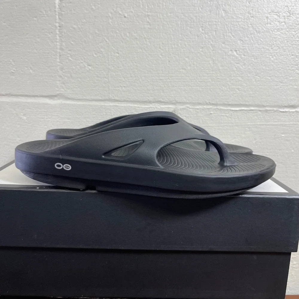 OOFOS OOriginal Recovery Sandals Black Thong Flip Flops Sandals Men's 14 US